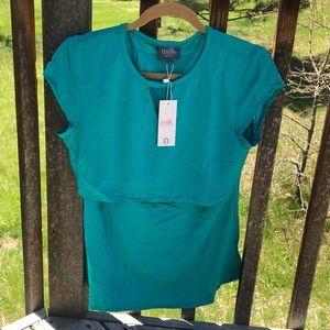 Nursing top triangle cutout seagreen short sleeve